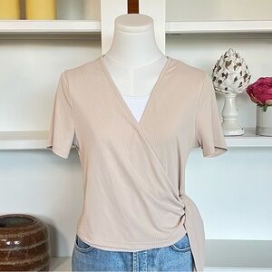 Elegant Beige Wrap Top
